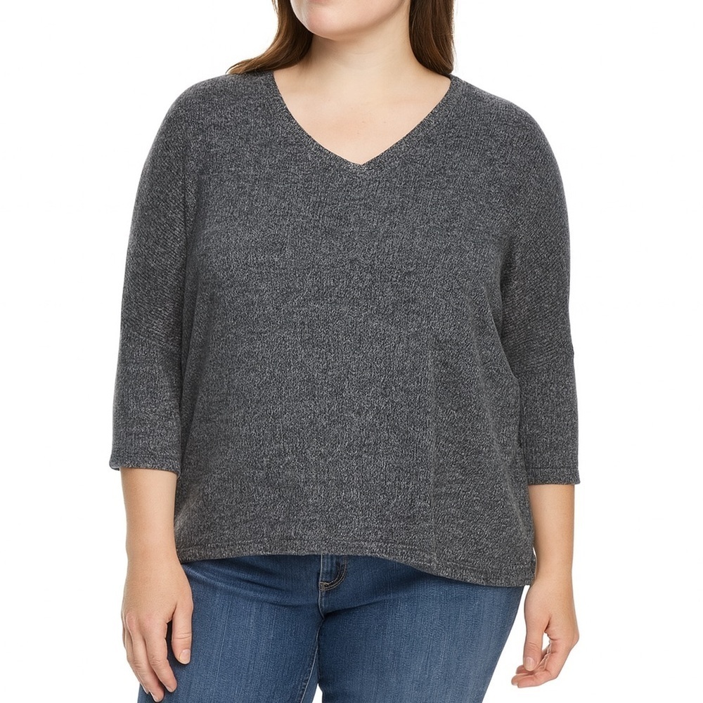 Mono B Gray Oversized Knitted V-Neck Sweater